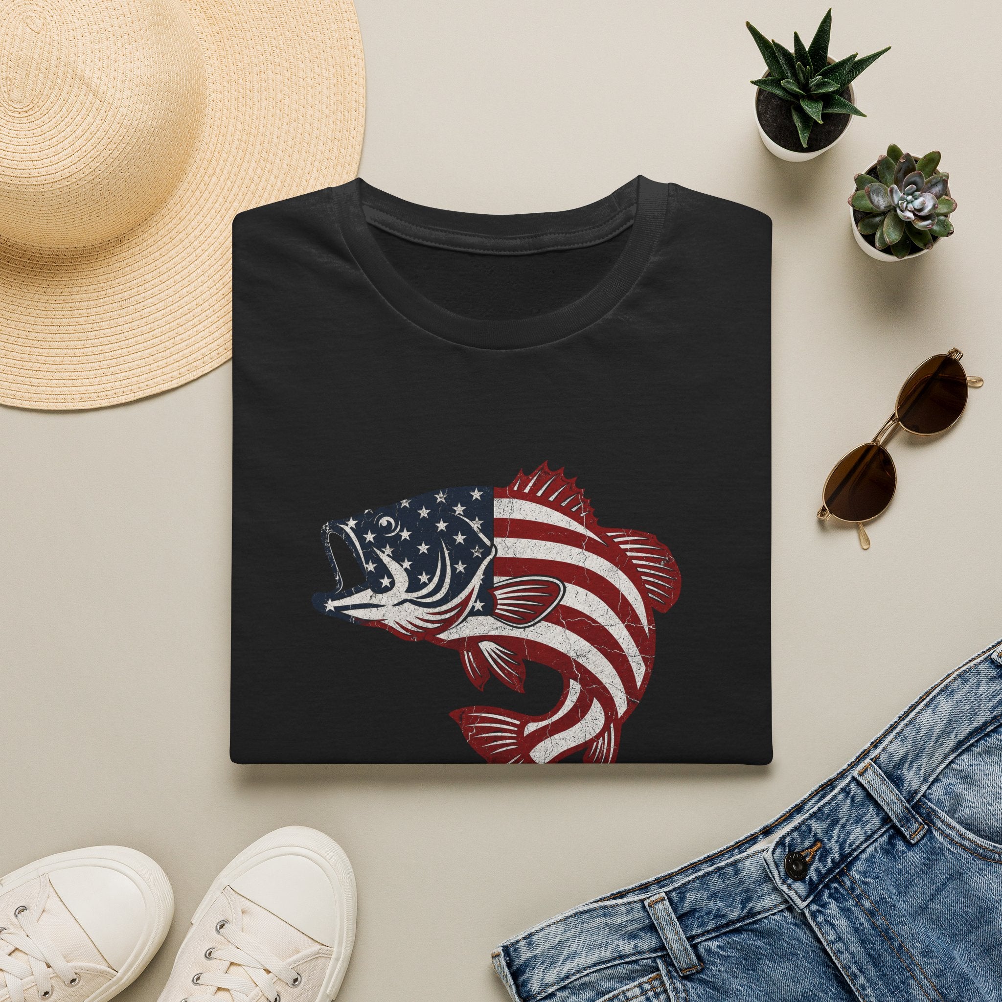 Patriotic Bass — American Flag Fish Tee