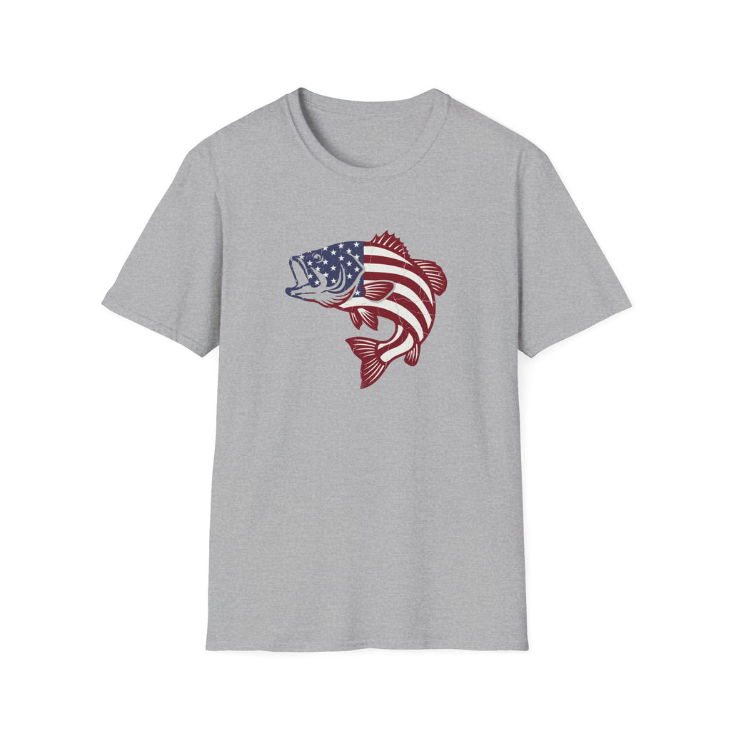 Patriotic Bass — American Flag Fish Tee