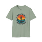 Paddle More Worry Less — Retro Sunset Paddleboarding Tee