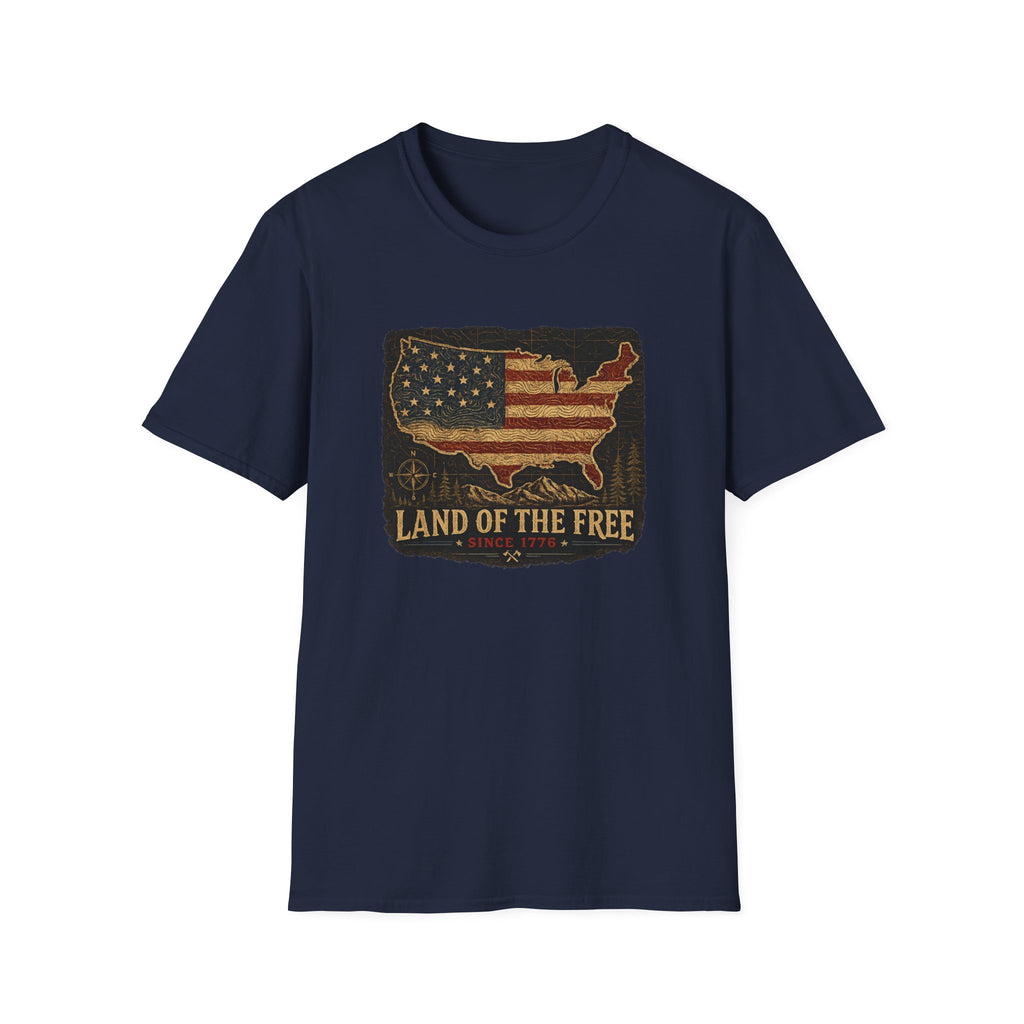 Patriotic USA Map — 'Land of the Free' Vintage Flag Tee
