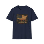 Patriotic USA Map — 'Land of the Free' Vintage Flag Tee