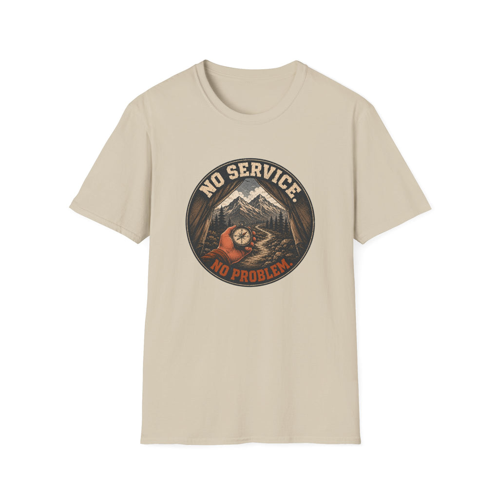 No Service No Problem — Adventure Compass Mountain Graphic Tee