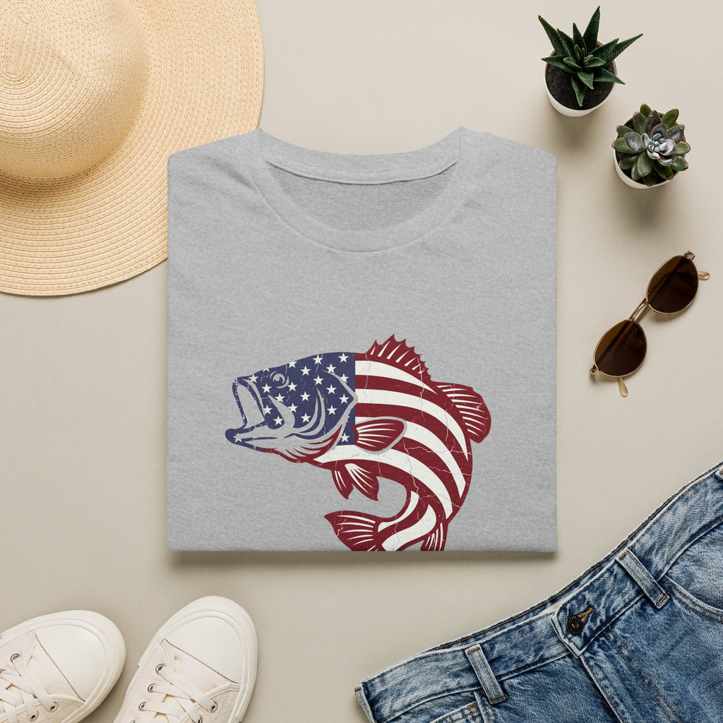 Patriotic Bass — American Flag Fish Tee