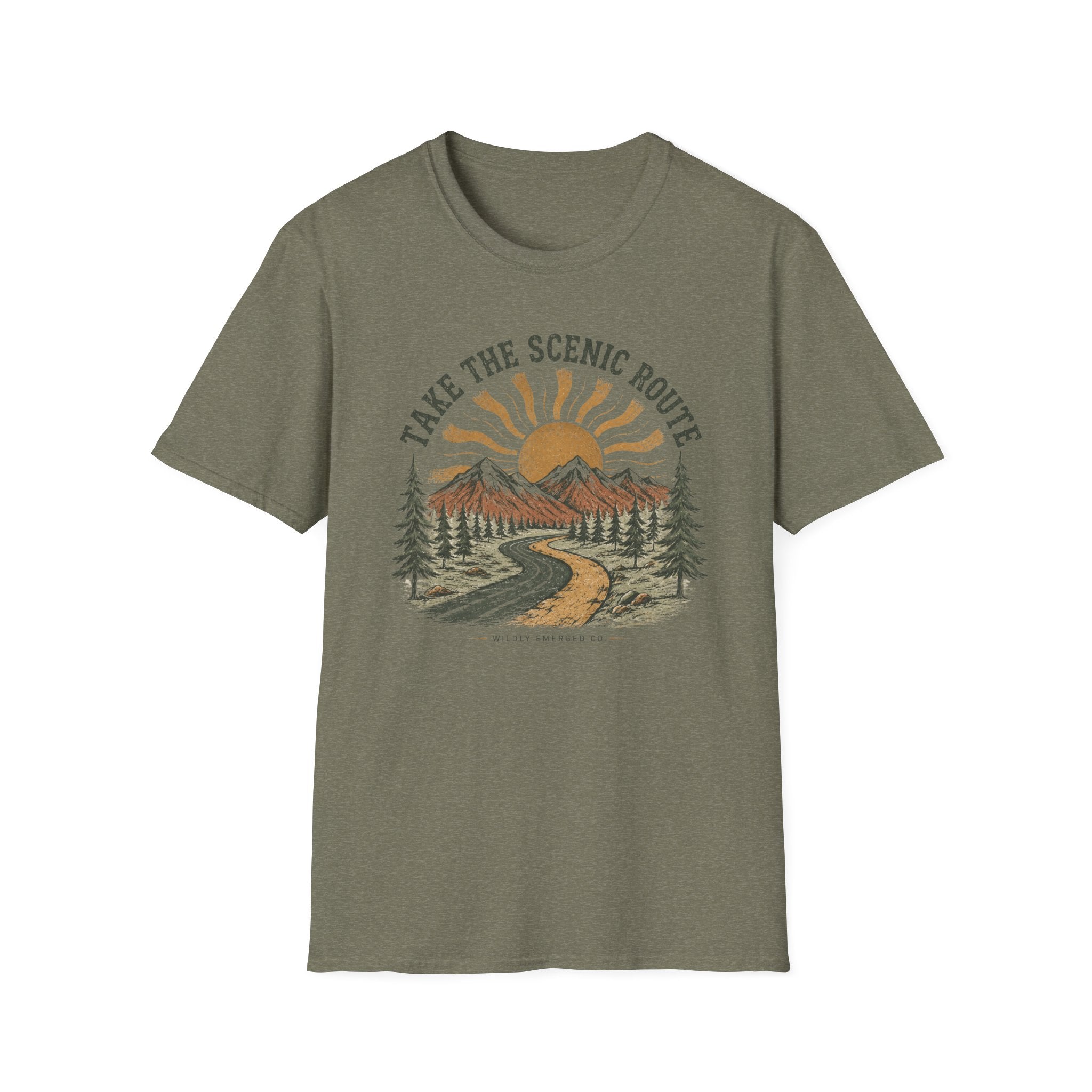 'Take the Scenic Route' Mountain & Sun Graphic T‑Shirt