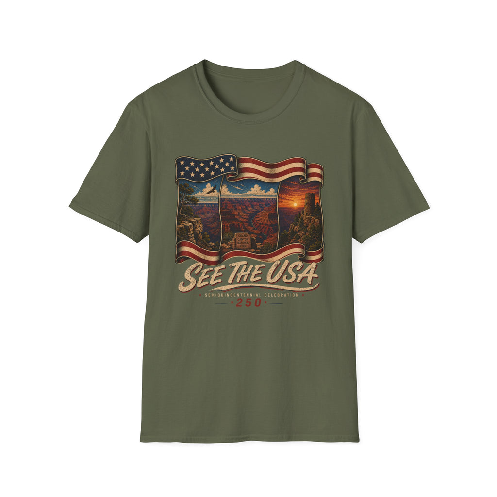 See The USA — Vintage American Flag Grand Canyon Travel Tee