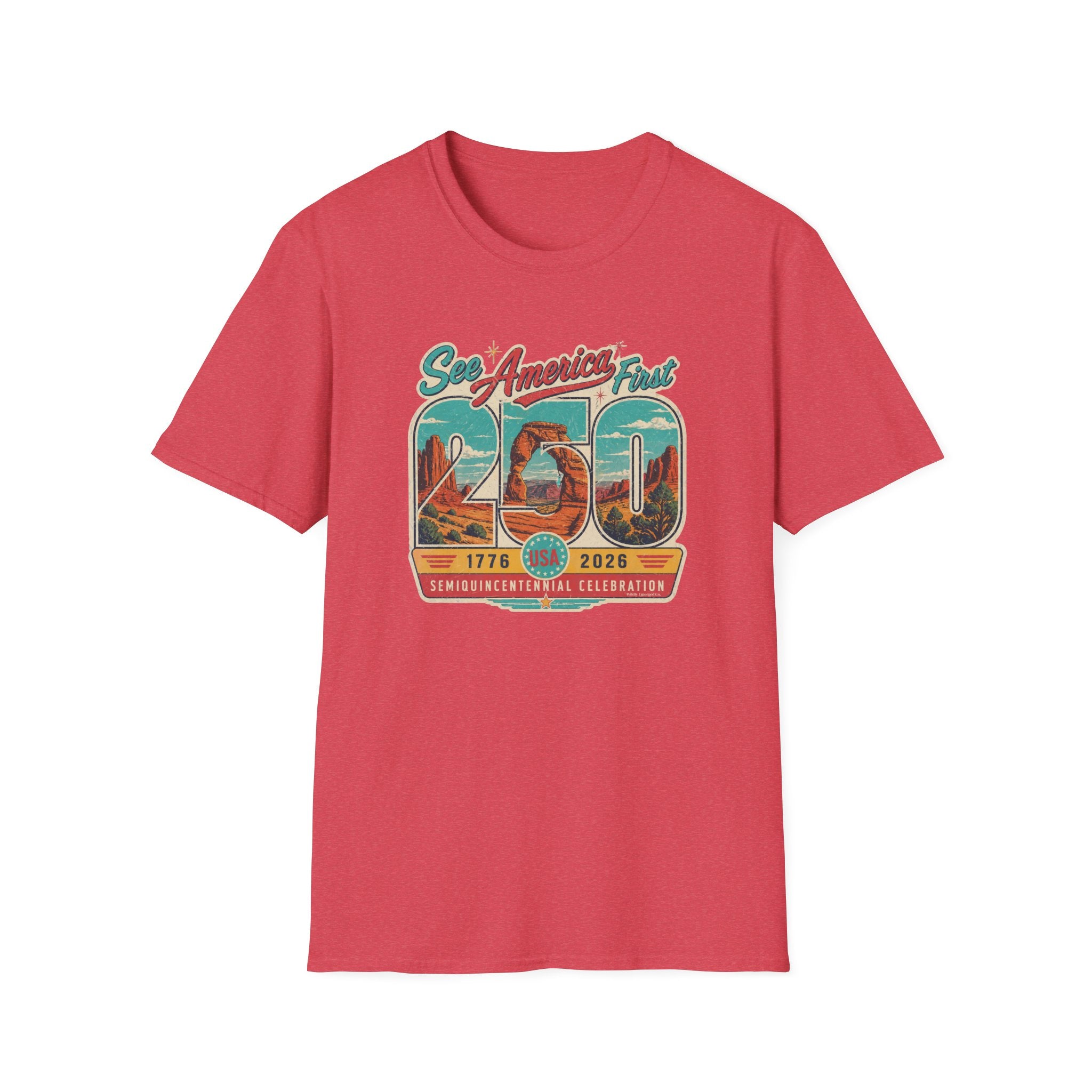 See America First 250 — 1776–2026 Travel Retro Anniversary Tee