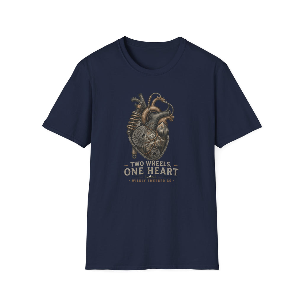 Motorcycle Heart — "Two Wheels, One Heart" Vintage Bike Tee