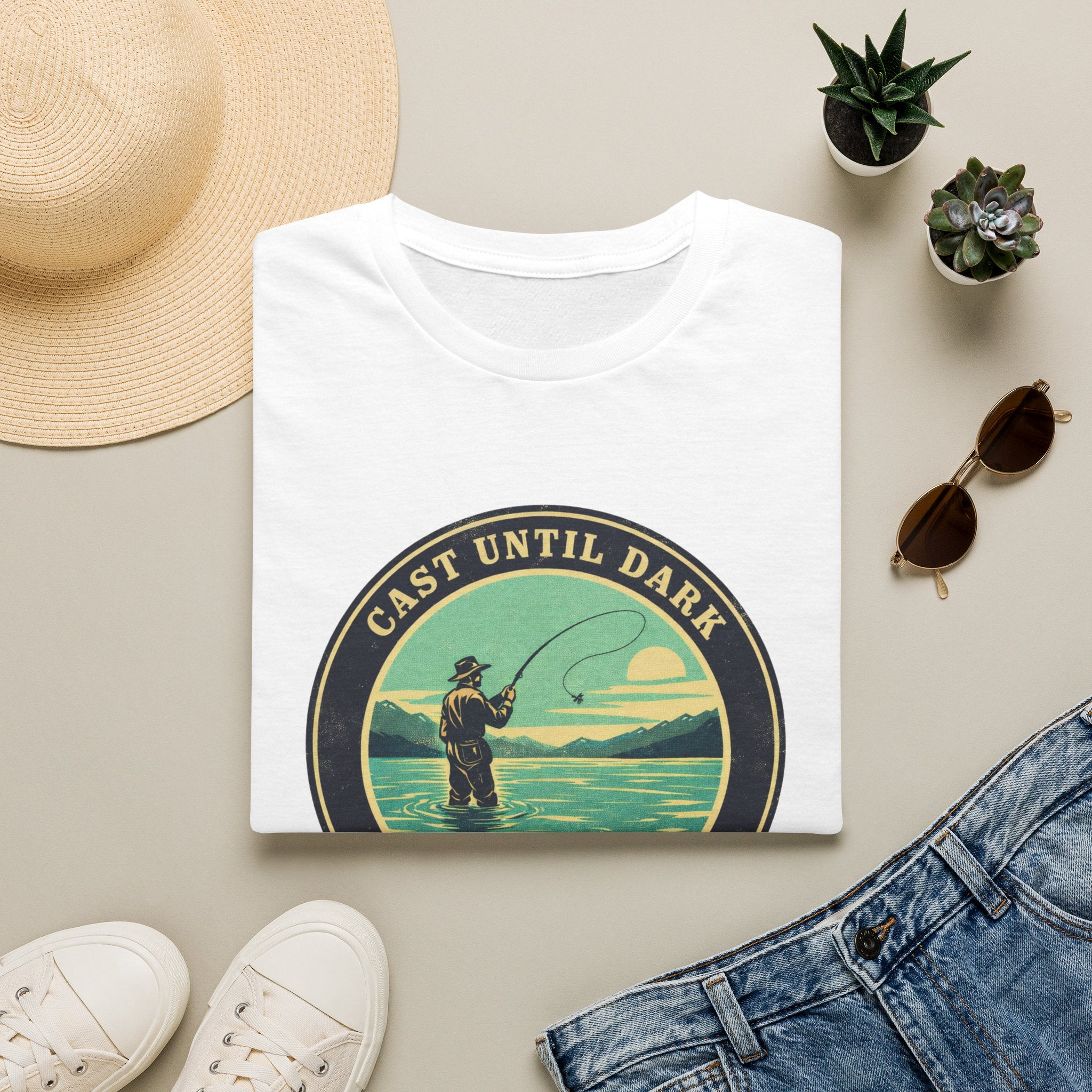 "Cast Until Dark" Vintage River Angler Tee