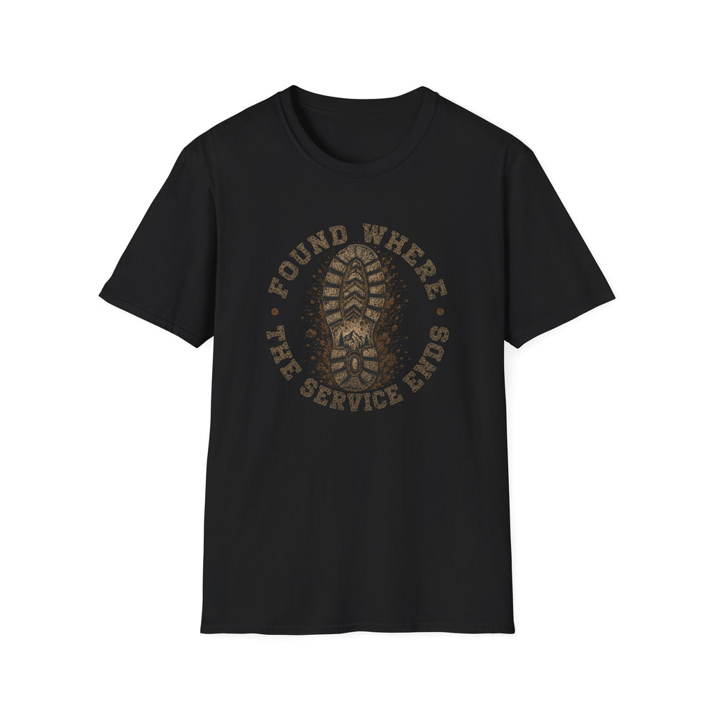 Found Where The Service Ends — Hiking Boot Print Tee