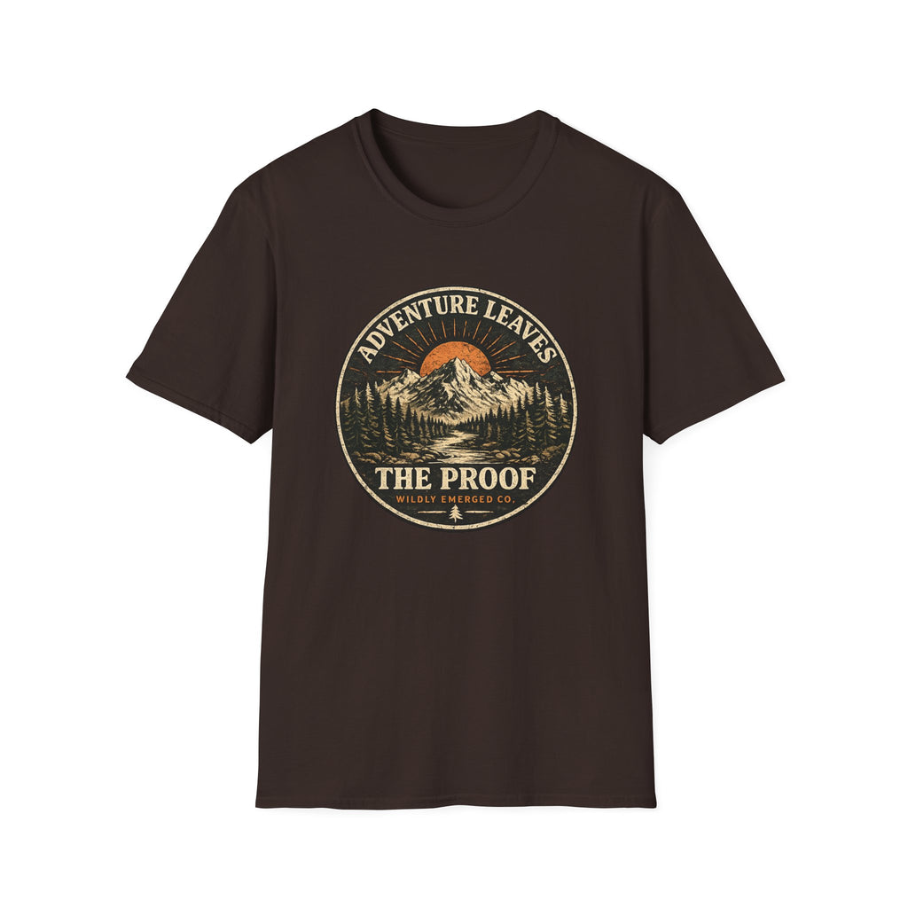 Adventure Leaves Mountain — Retro Sunset Outdoors Graphic Tee