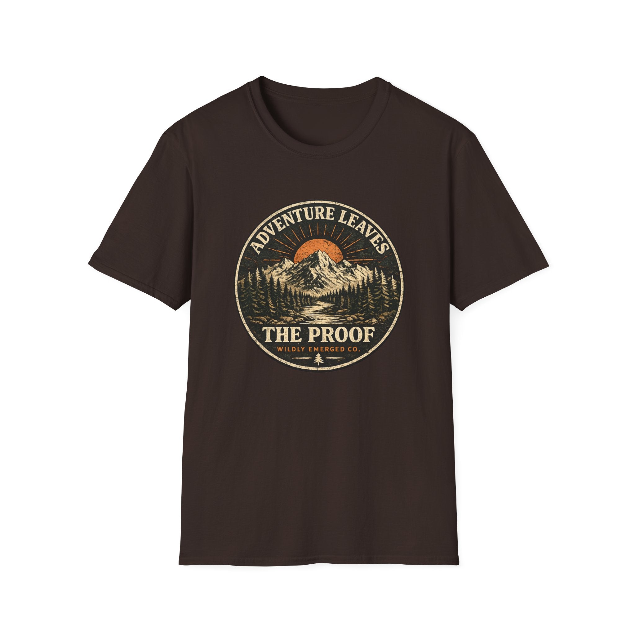 Adventure Leaves Mountain — Retro Sunset Outdoors Graphic Tee