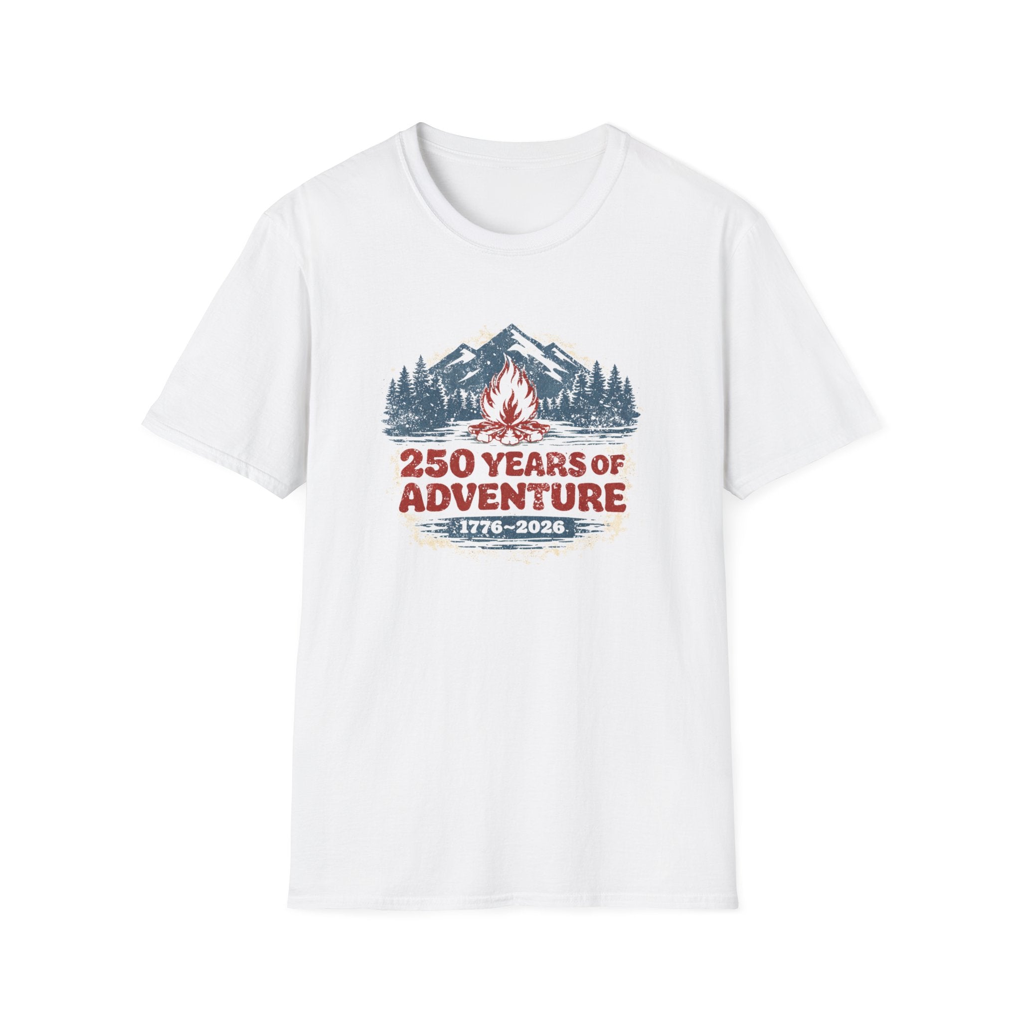 250 Years of Adventure — 1776–2026 Patriotic Outdoor Campfire Tee