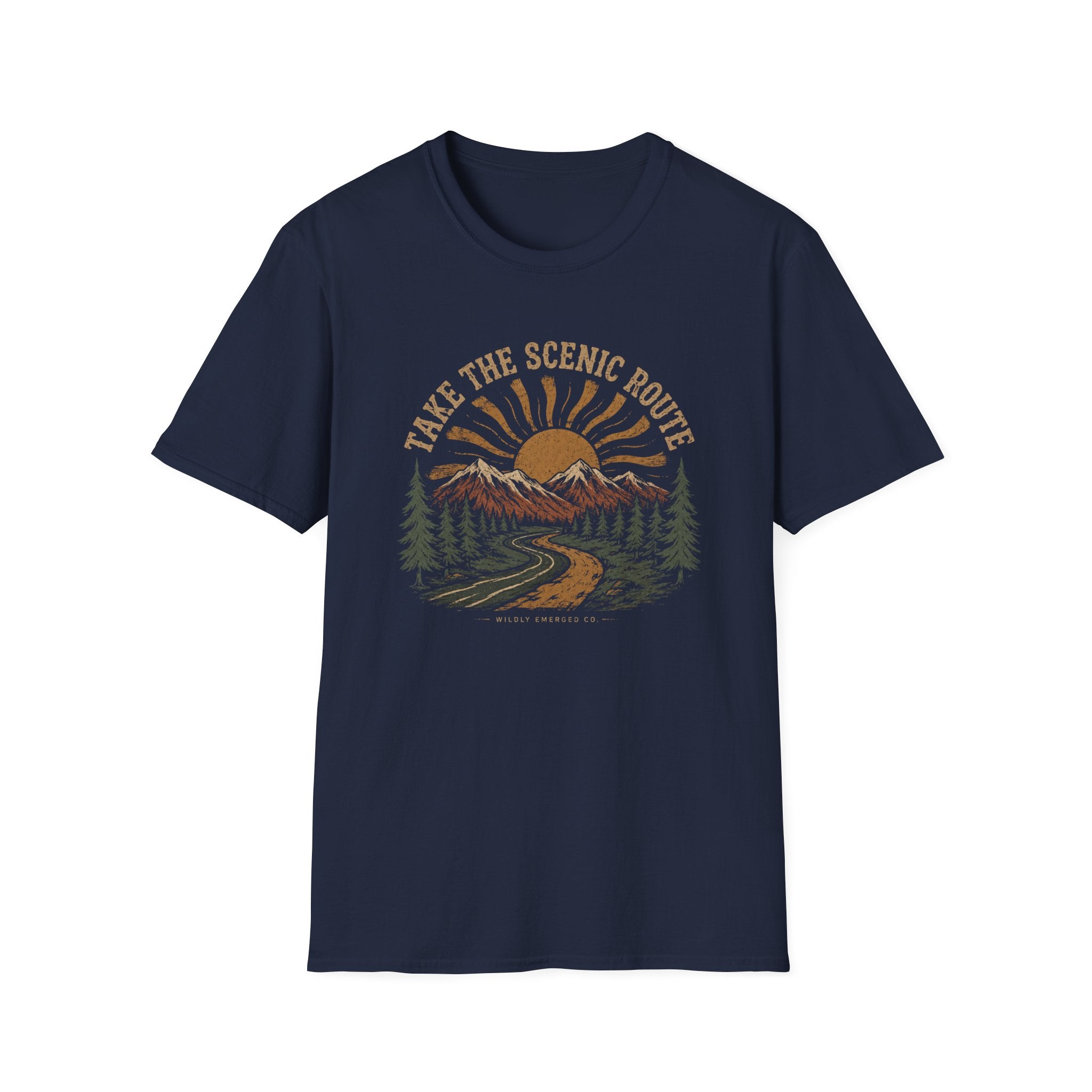 'Take the Scenic Route' Mountain & Sun Graphic T‑Shirt