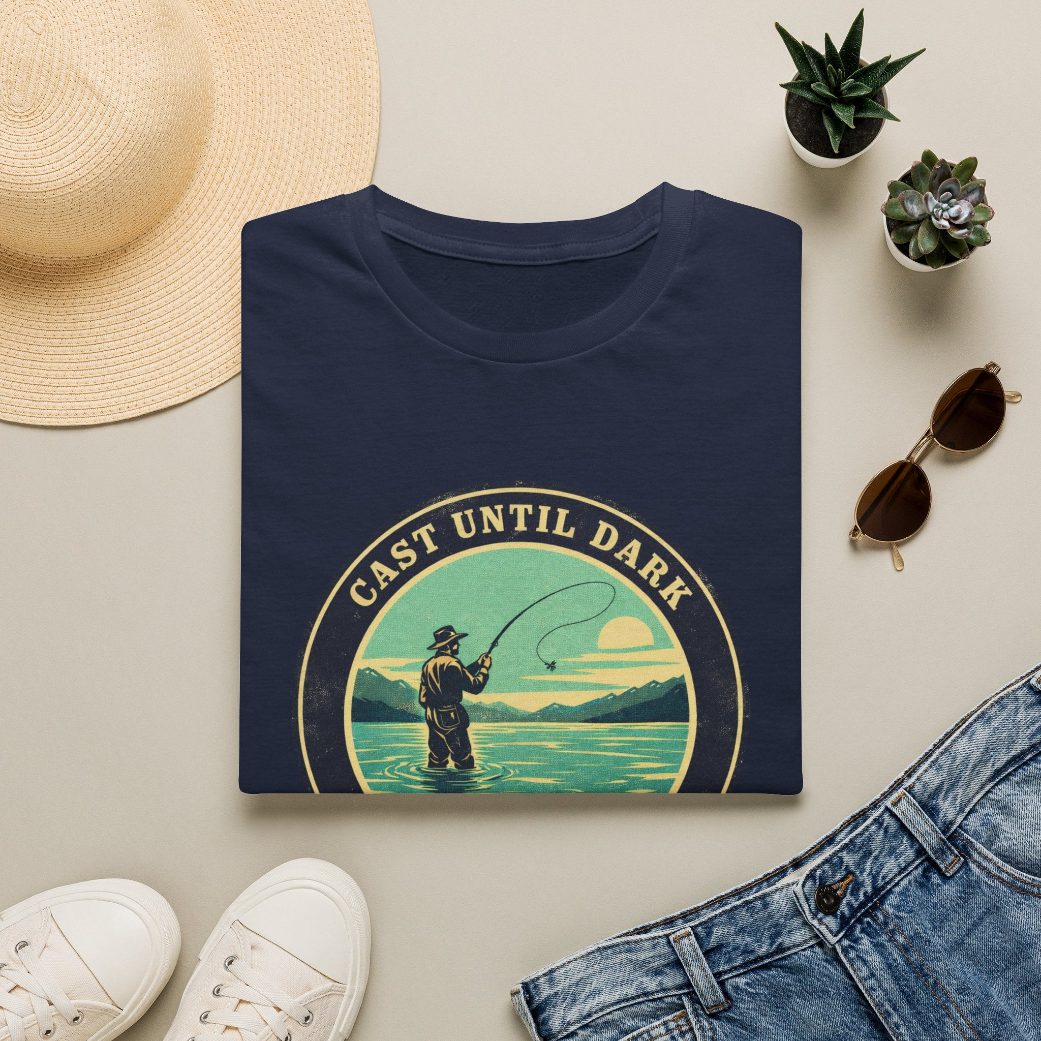"Cast Until Dark" Vintage River Angler Tee