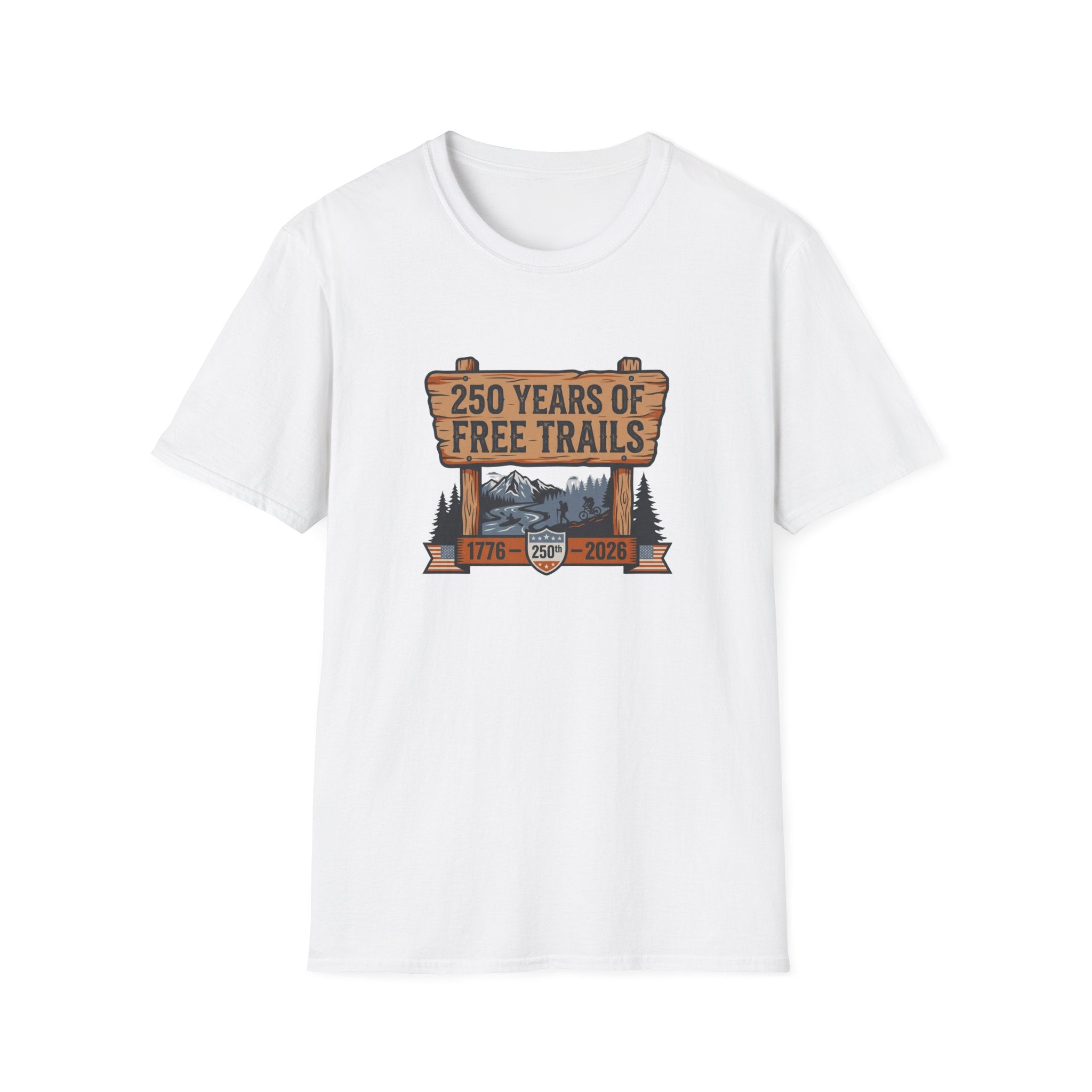 250 Years of Free Trails — Patriotic National Trails Hiking Tee (1776–2026)